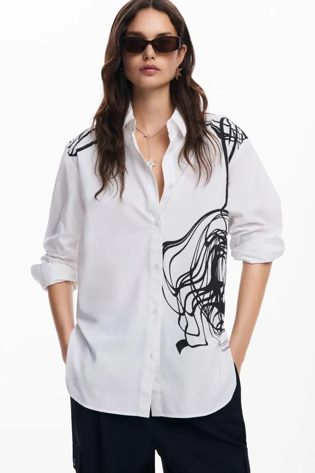 Shirts And Blouses Women Desigual Oversized Shirt M Christian Lacroix White