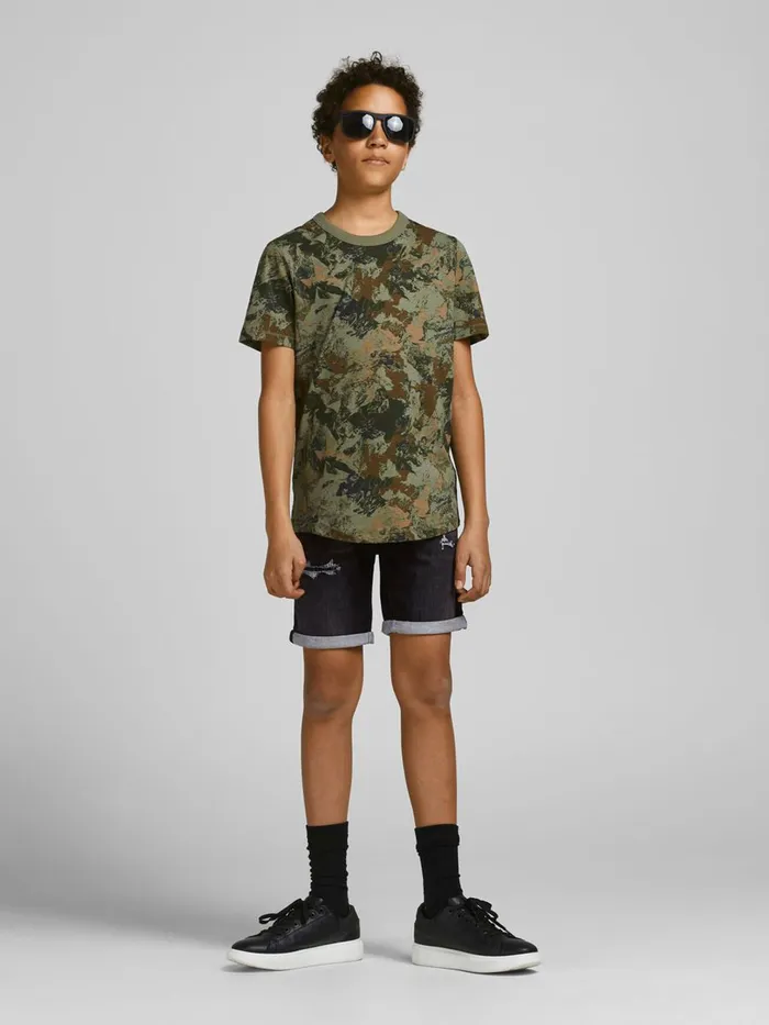 Shirts JACK and JONES Junior BOYS RICK ICON GE 437 INDIGO KNIT DENIM SHORTS Black Black Denim On Sale
