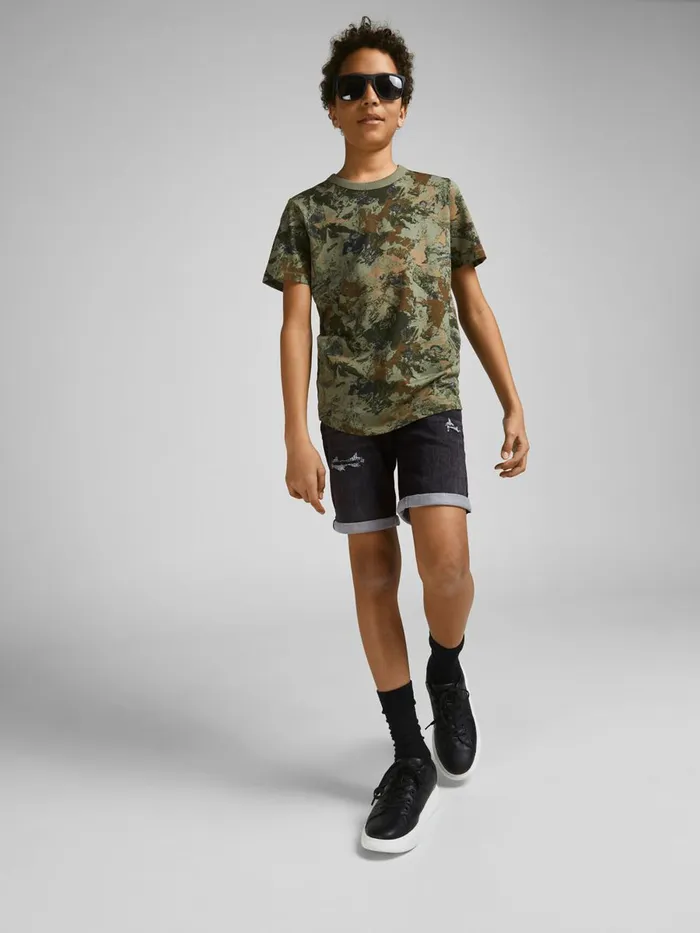 Shirts JACK and JONES Junior BOYS RICK ICON GE 437 INDIGO KNIT DENIM SHORTS Black Black Denim On Sale