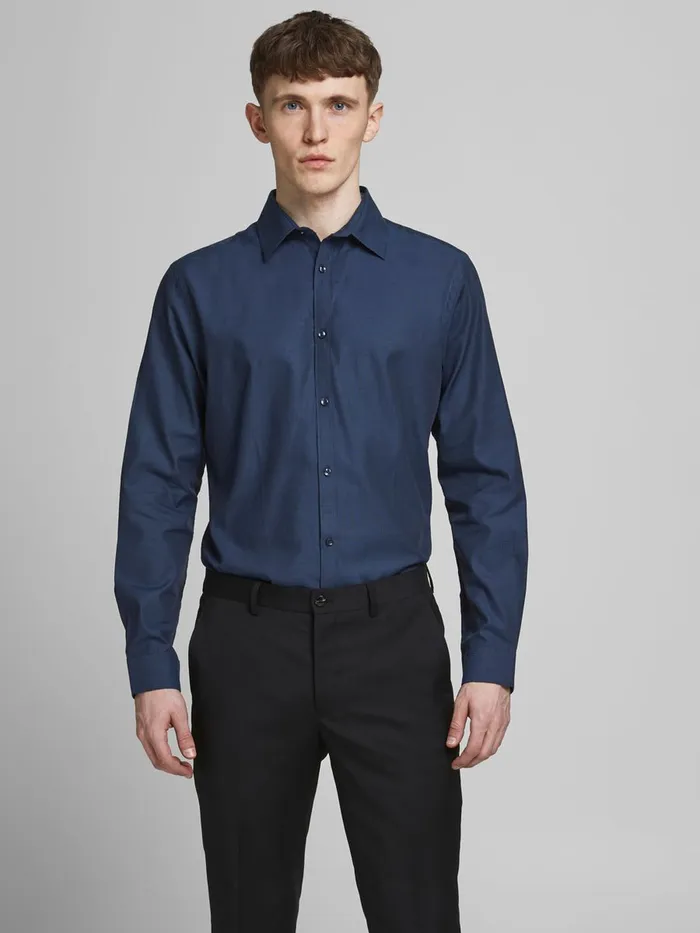 Shirts JACK and JONES Mens 2PACK SLIM FIT DOBBY SHIRT Blue Navy Blazer Gift Ideas