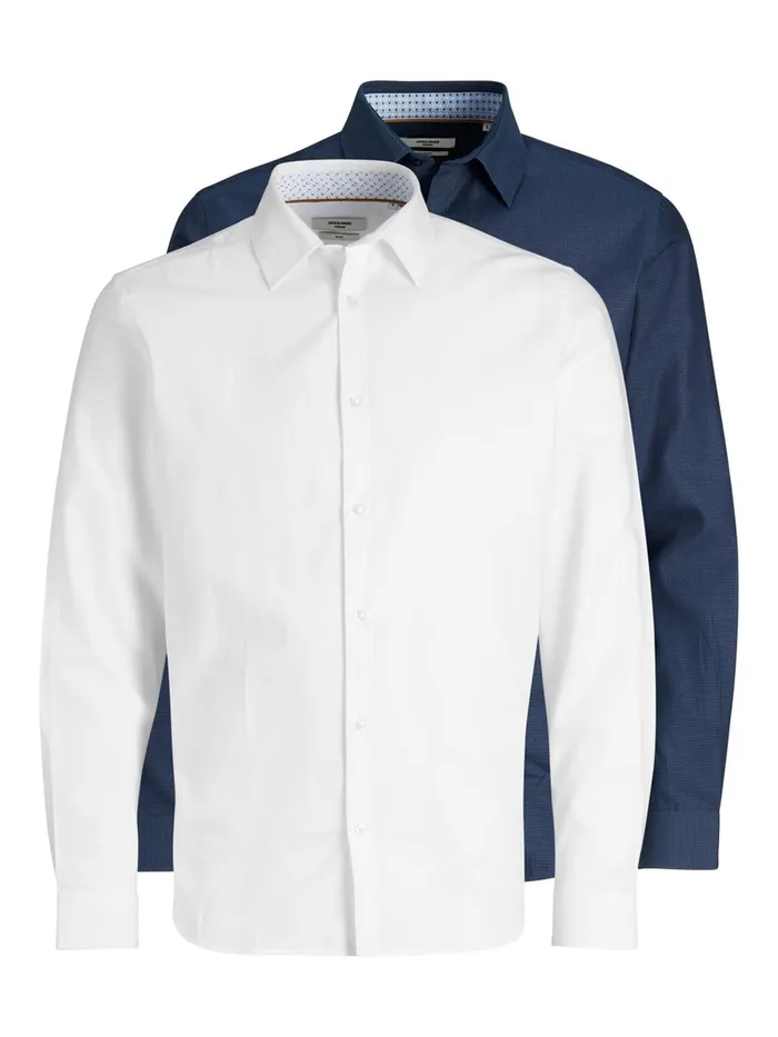 Shirts JACK and JONES Mens 2PACK SLIM FIT DOBBY SHIRT Blue Navy Blazer Gift Ideas