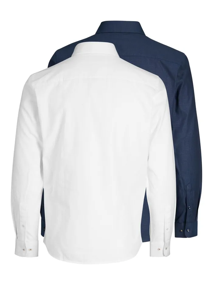 Shirts JACK and JONES Mens 2PACK SLIM FIT DOBBY SHIRT Blue Navy Blazer Gift Ideas