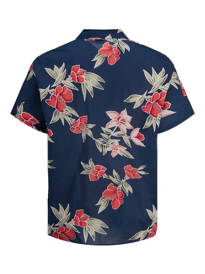 Shirts JACK and JONES Mens BOTANICAL PRINT RESORT PLUS SIZE SHIRT Blue Navy Blazer Cheap On Sale