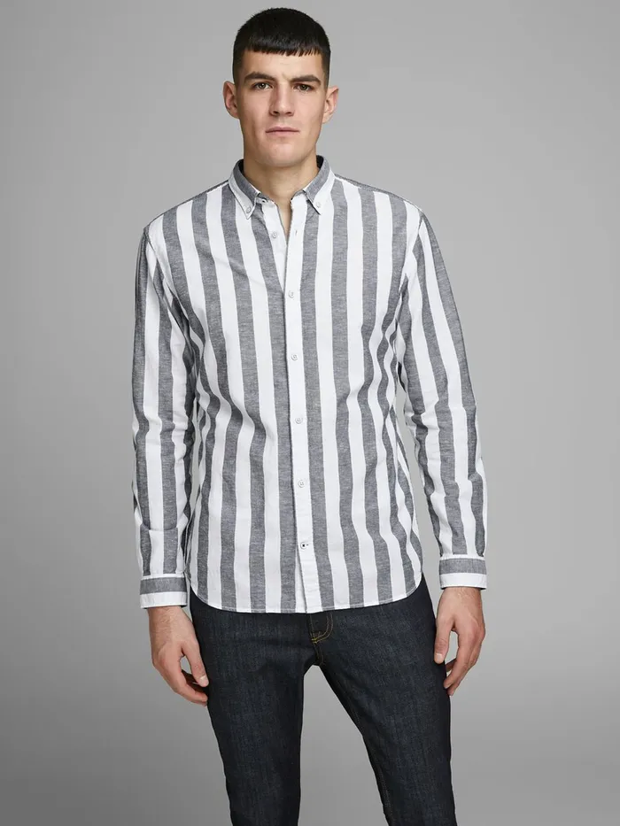 Shirts JACK and JONES Mens BUTTONDOWN SHIRT Grey Navy Blazer Cheap On Sale