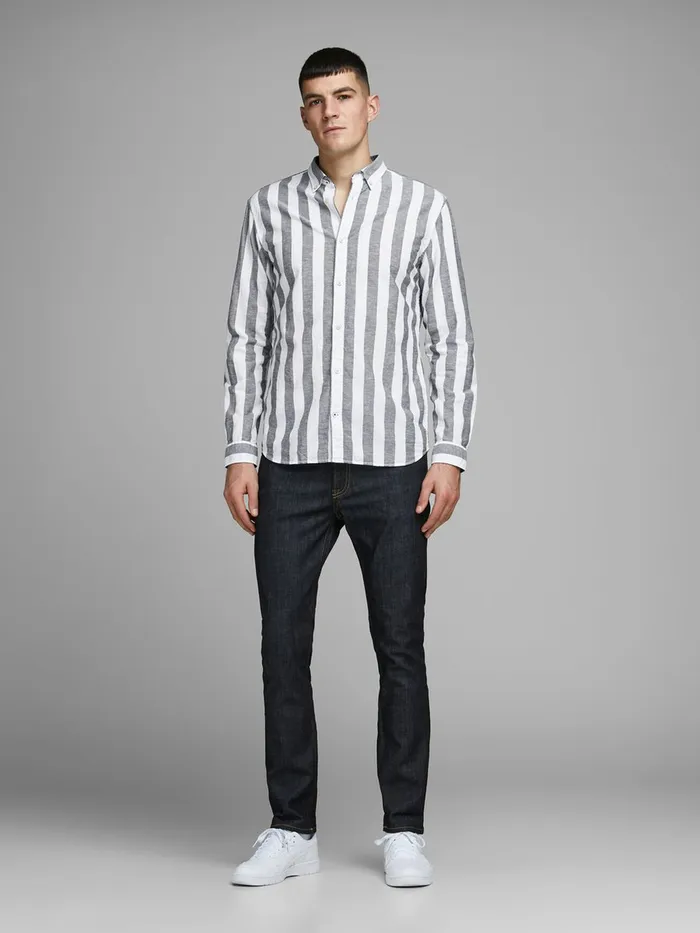 Shirts JACK and JONES Mens BUTTONDOWN SHIRT Grey Navy Blazer Cheap On Sale