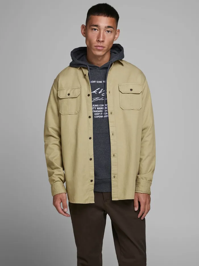Shirts JACK and JONES Mens COMFORT FIT DOBBY SHIRT Beige Chinchilla Online