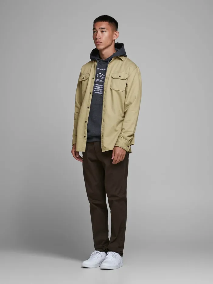 Shirts JACK and JONES Mens COMFORT FIT DOBBY SHIRT Beige Chinchilla Online