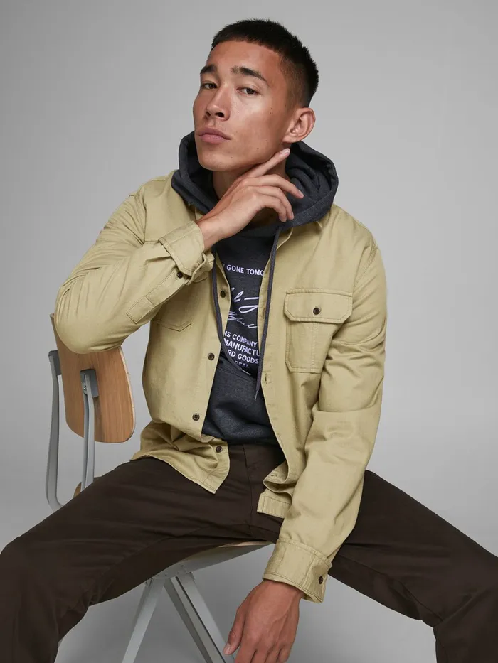 Shirts JACK and JONES Mens COMFORT FIT DOBBY SHIRT Beige Chinchilla Online