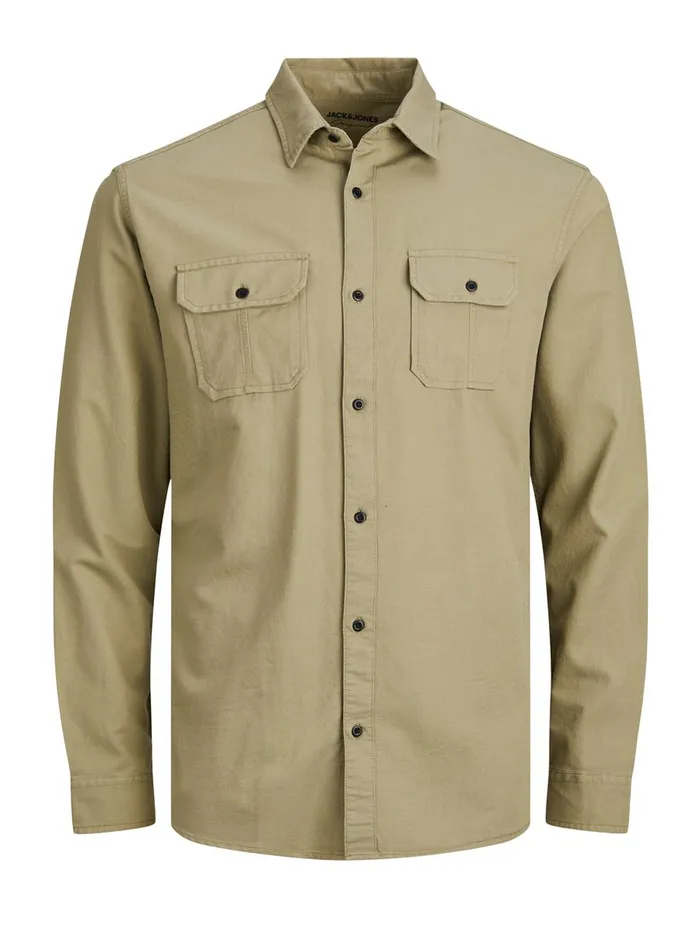 Shirts JACK and JONES Mens COMFORT FIT DOBBY SHIRT Beige Chinchilla Online