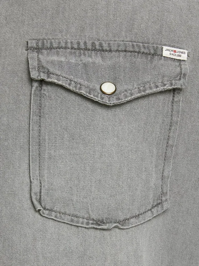 Shirts JACK and JONES Mens DENIM SHIRT Grey Light Grey Denim Cheap On Sale