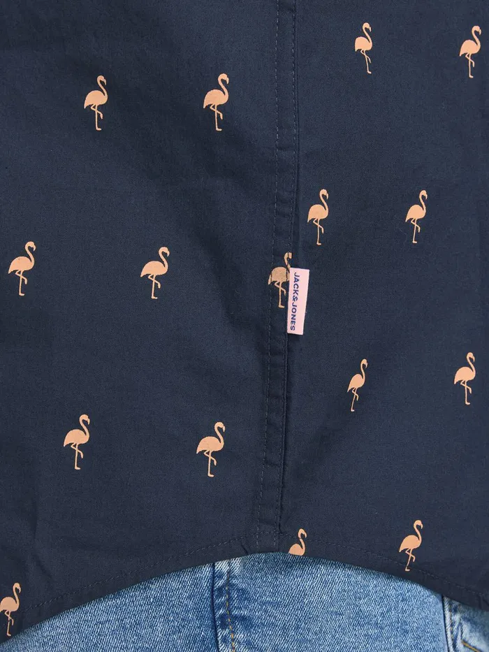 Shirts JACK and JONES Mens FUN PRINT PLUS SIZE SHORT SLEEVED SHIRT Blue Navy Blazer Casaul