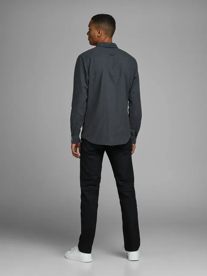 Shirts JACK and JONES Mens MELANGE BUTTONDOWN SHIRT Grey Caviar Online
