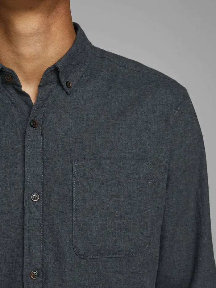 Shirts JACK and JONES Mens MELANGE BUTTONDOWN SHIRT Grey Caviar Online