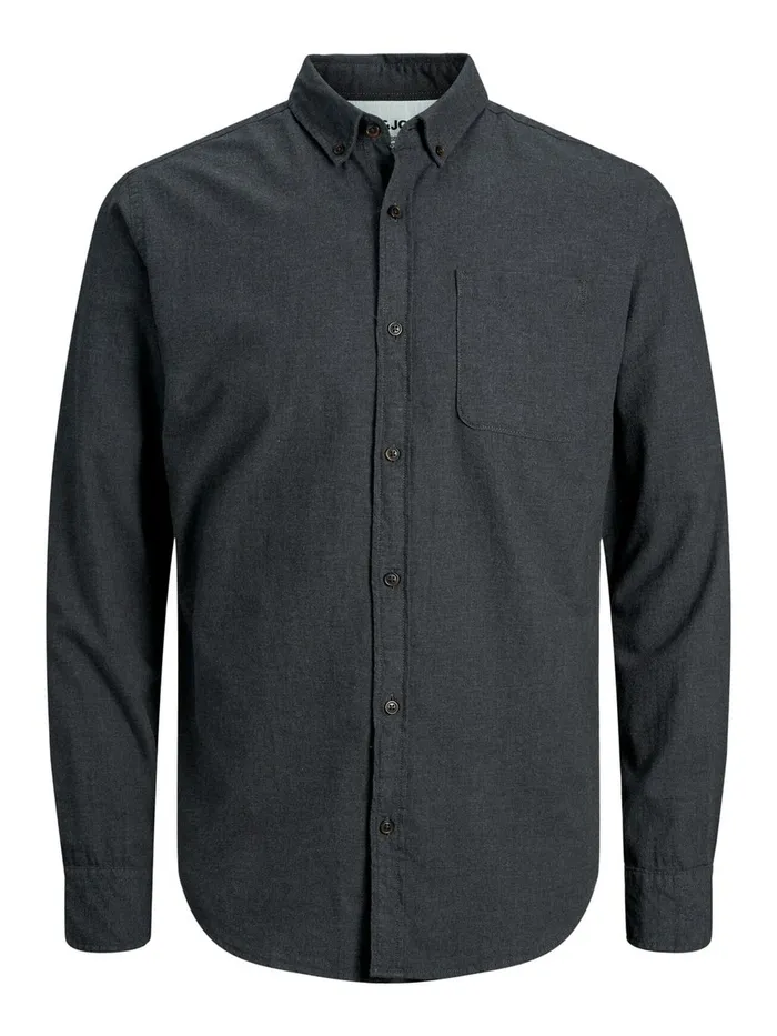 Shirts JACK and JONES Mens MELANGE BUTTONDOWN SHIRT Grey Caviar Online