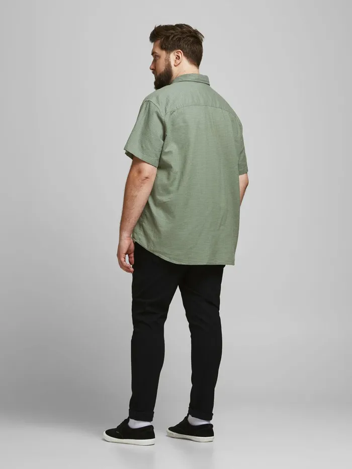 Shirts JACK and JONES Mens ORGANIC COTTON PLUS SIZE SHORT SLEEVED SHIRT Green Sea Spray On Sale