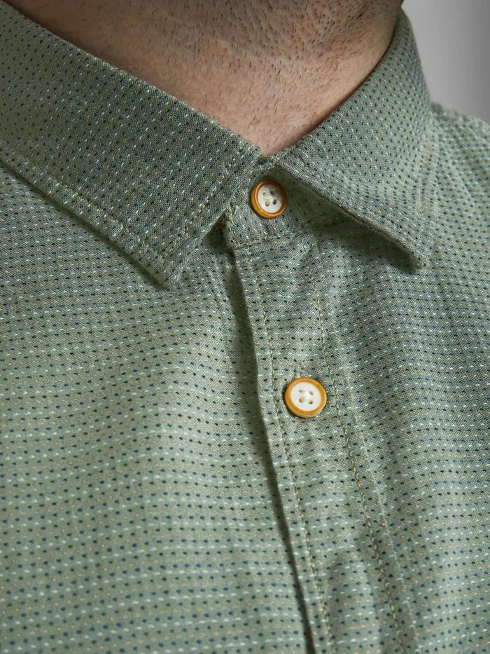 Shirts JACK and JONES Mens ORGANIC COTTON PLUS SIZE SHORT SLEEVED SHIRT Green Sea Spray On Sale