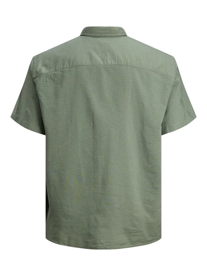 Shirts JACK and JONES Mens ORGANIC COTTON PLUS SIZE SHORT SLEEVED SHIRT Green Sea Spray On Sale