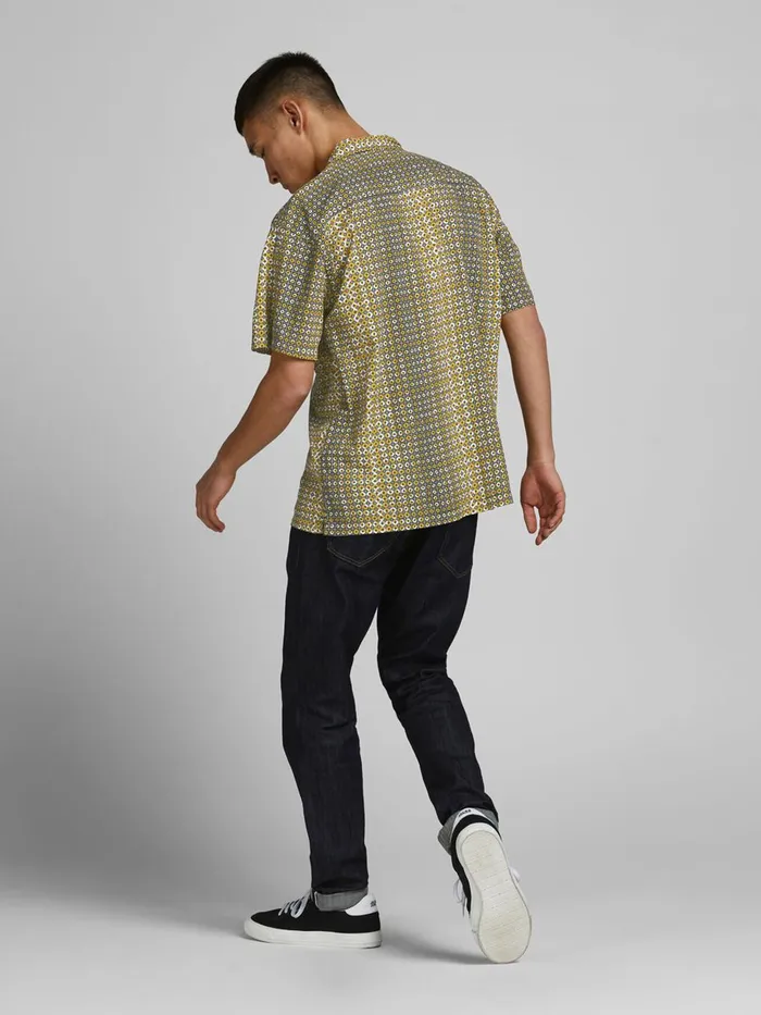 Shirts JACK and JONES Mens PRINTED RESORT SHORT SLEEVED SHIRT Green Sauterne Online