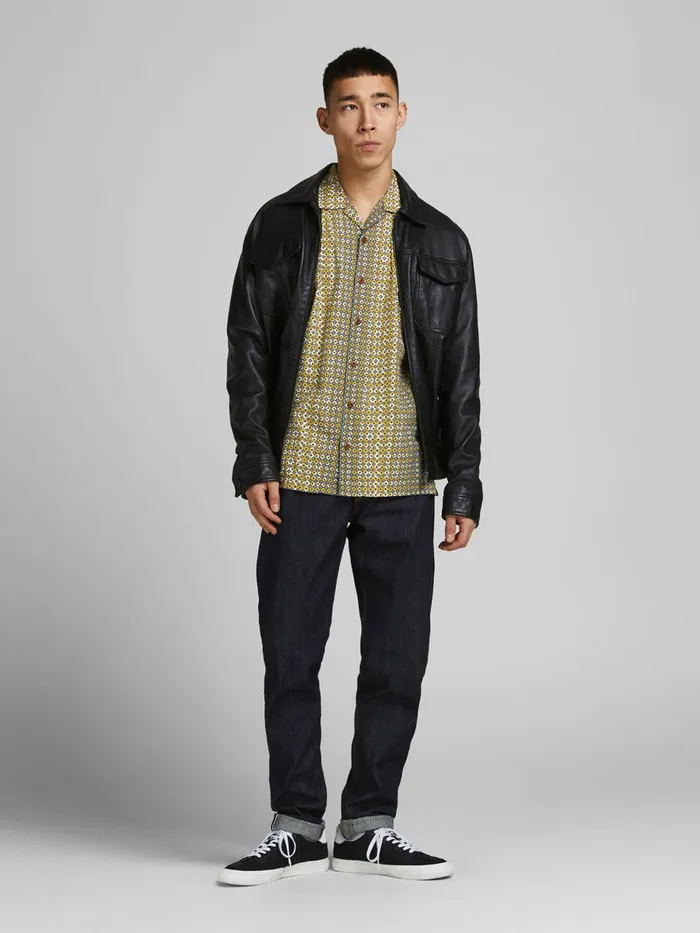 Shirts JACK and JONES Mens PRINTED RESORT SHORT SLEEVED SHIRT Green Sauterne Online