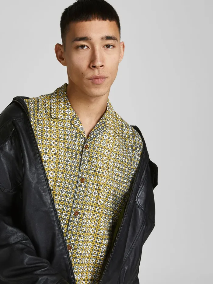 Shirts JACK and JONES Mens PRINTED RESORT SHORT SLEEVED SHIRT Green Sauterne Online