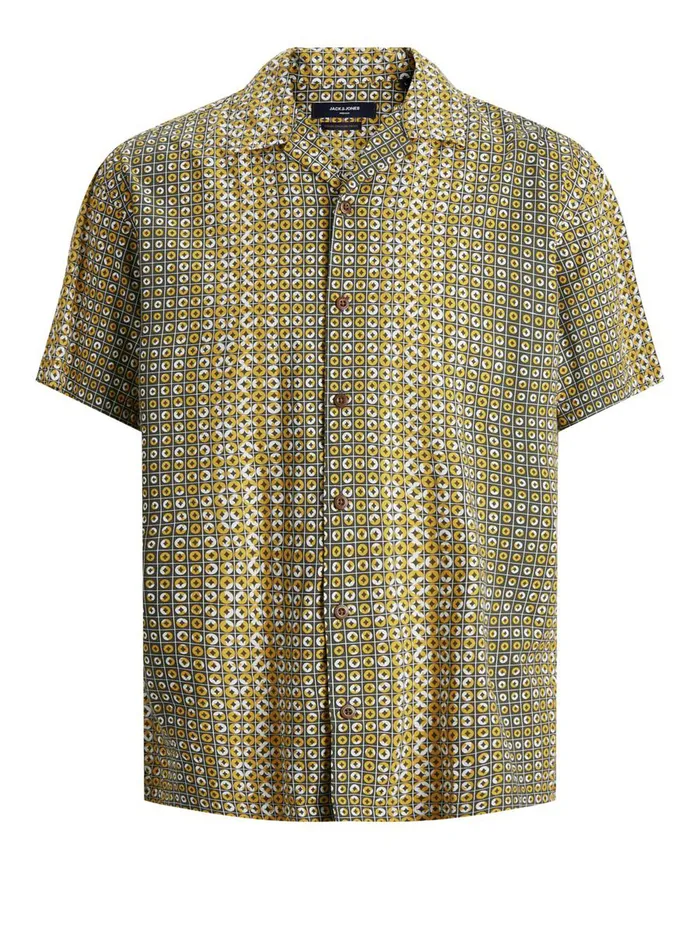 Shirts JACK and JONES Mens PRINTED RESORT SHORT SLEEVED SHIRT Green Sauterne Online