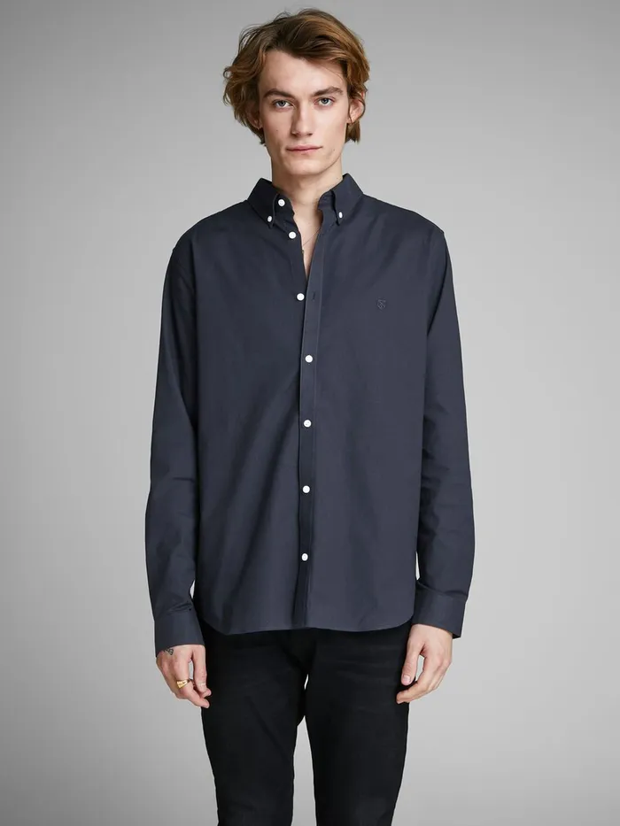 Shirts JACK and JONES Mens SLIM FIT STRETCH SHIRT Blue Navy Blazer Casaul