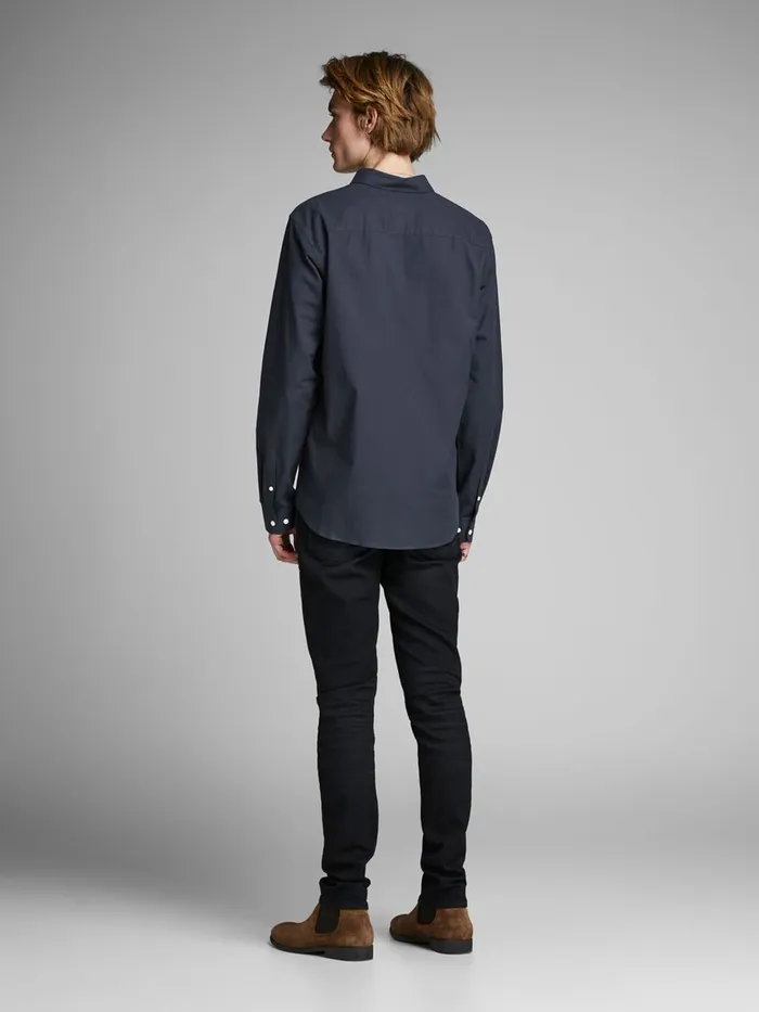 Shirts JACK and JONES Mens SLIM FIT STRETCH SHIRT Blue Navy Blazer Casaul