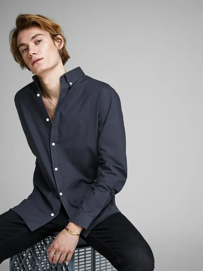 Shirts JACK and JONES Mens SLIM FIT STRETCH SHIRT Blue Navy Blazer Casaul
