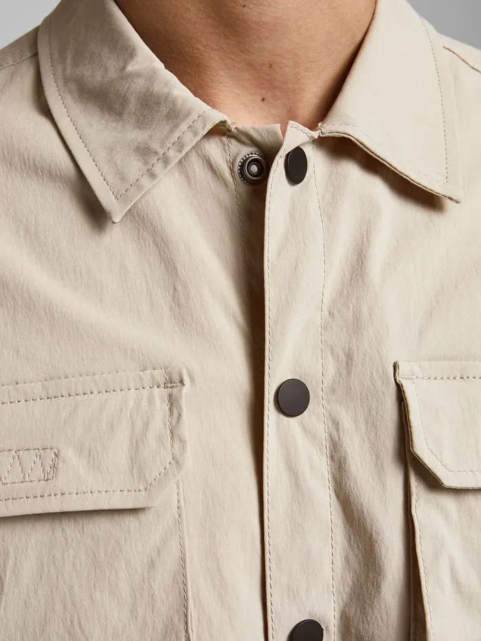 Shirts JACK and JONES Mens SNAP BUTTON SHORT SLEEVED SHIRT Beige Pure Cashmere Popular