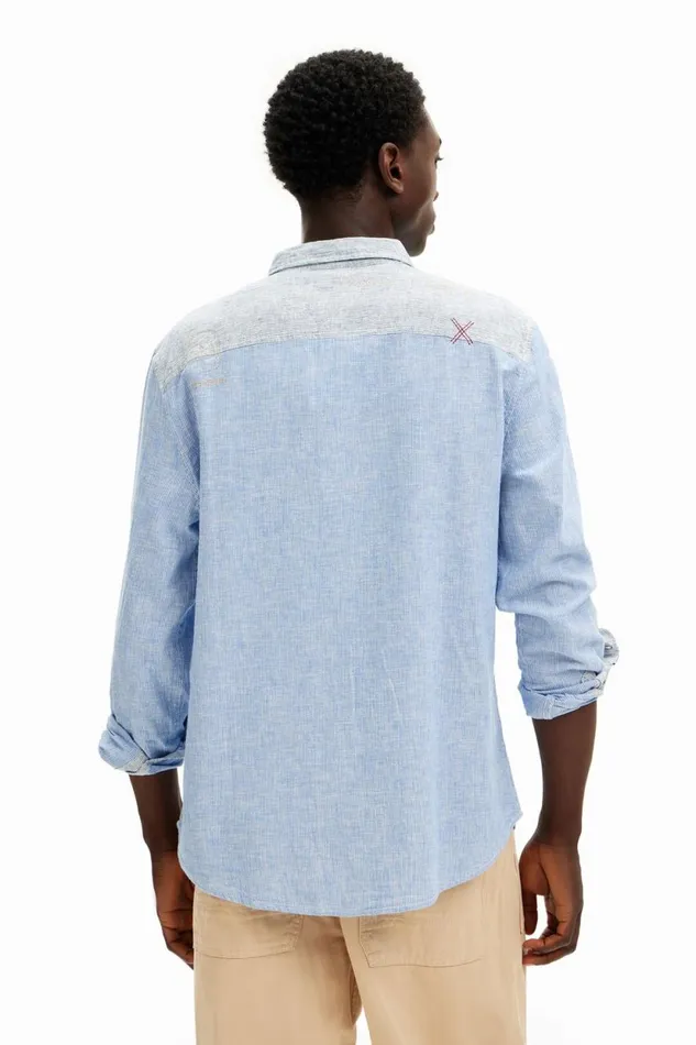 Shirts Men Desigual Longsleeve Grunge Shirt Blue