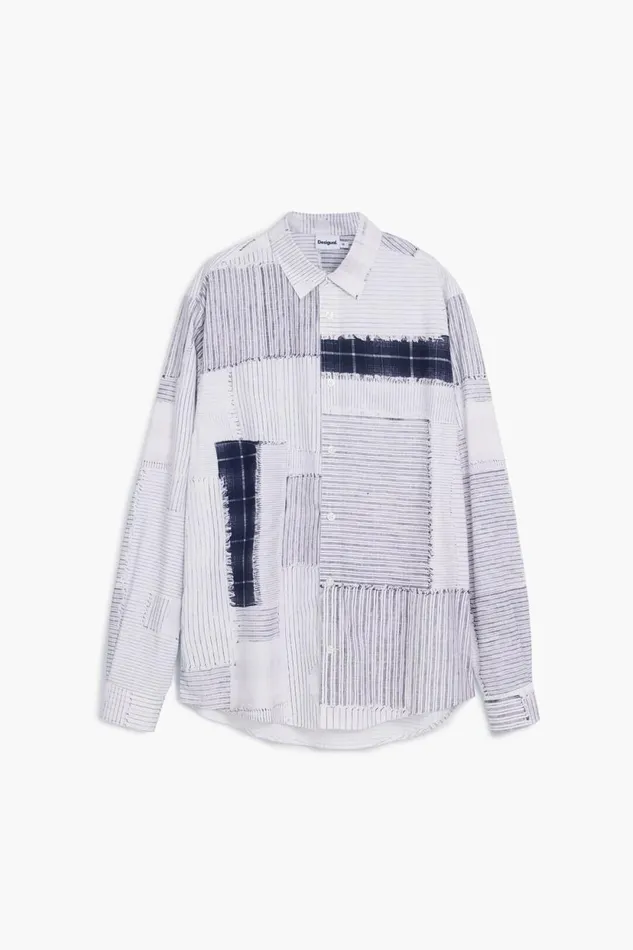 Shirts Men Desigual Patchwork Shirt Black