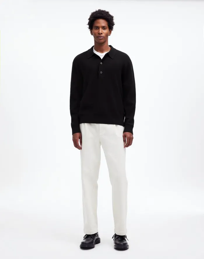 Shirts Men Madewell MilanoKnit Sweater Polo Shirt In Merino Wool True Black