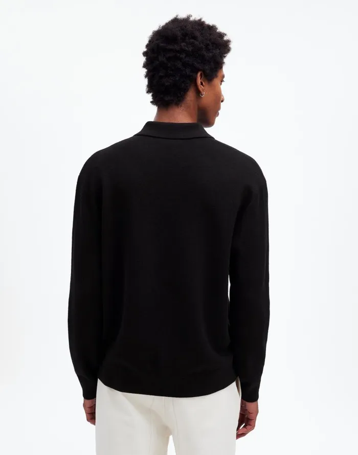 Shirts Men Madewell MilanoKnit Sweater Polo Shirt In Merino Wool True Black
