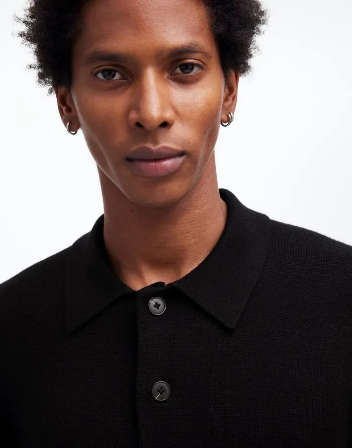 Shirts Men Madewell MilanoKnit Sweater Polo Shirt In Merino Wool True Black