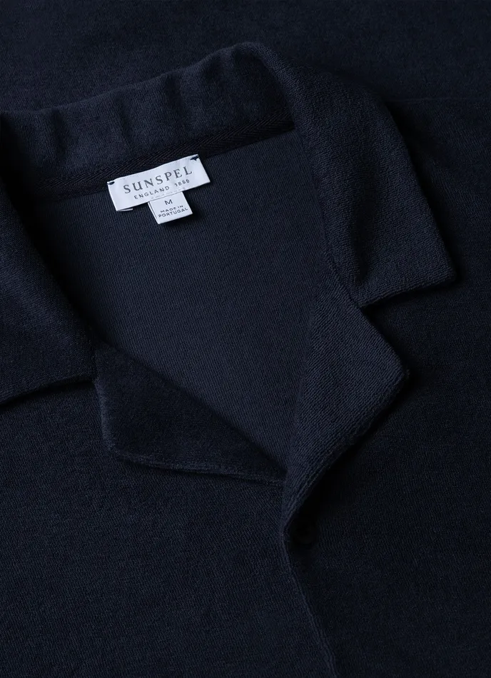 Shirts ussunspel Men Towelling Camp Collar Shirt Navy Shirts ussunspel Men Towelling Camp Collar Shirt Navy