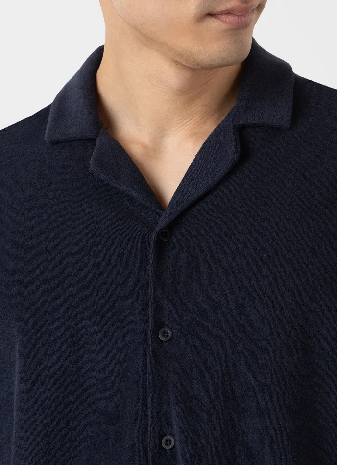 Shirts ussunspel Men Towelling Camp Collar Shirt Navy Shirts ussunspel Men Towelling Camp Collar Shirt Navy