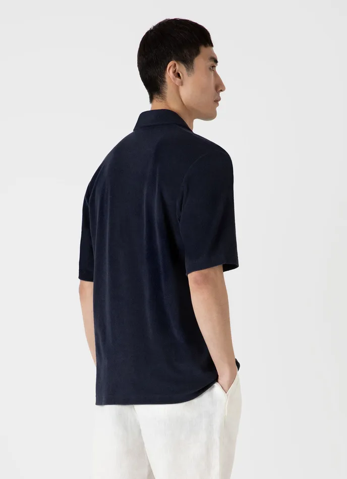 Shirts ussunspel Men Towelling Camp Collar Shirt Navy Shirts ussunspel Men Towelling Camp Collar Shirt Navy