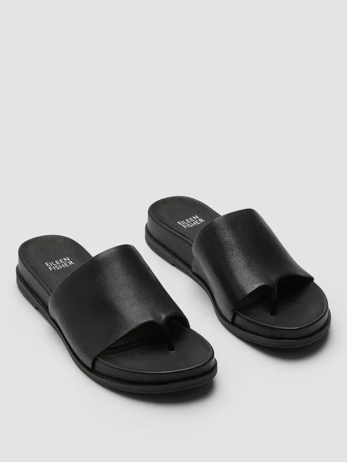 Shoes Women Eileen Fisher Duet Tumbled Leather Sandal Black