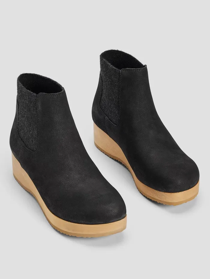 Shoes Women Eileen Fisher Words Oiled Nubuck Clog Bootie Black