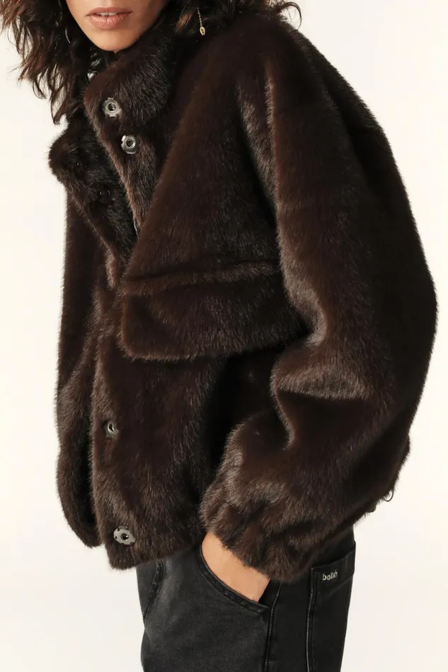 Short LooseFitting Jacket Paros Brown Women Baandsh Jackets and Coats