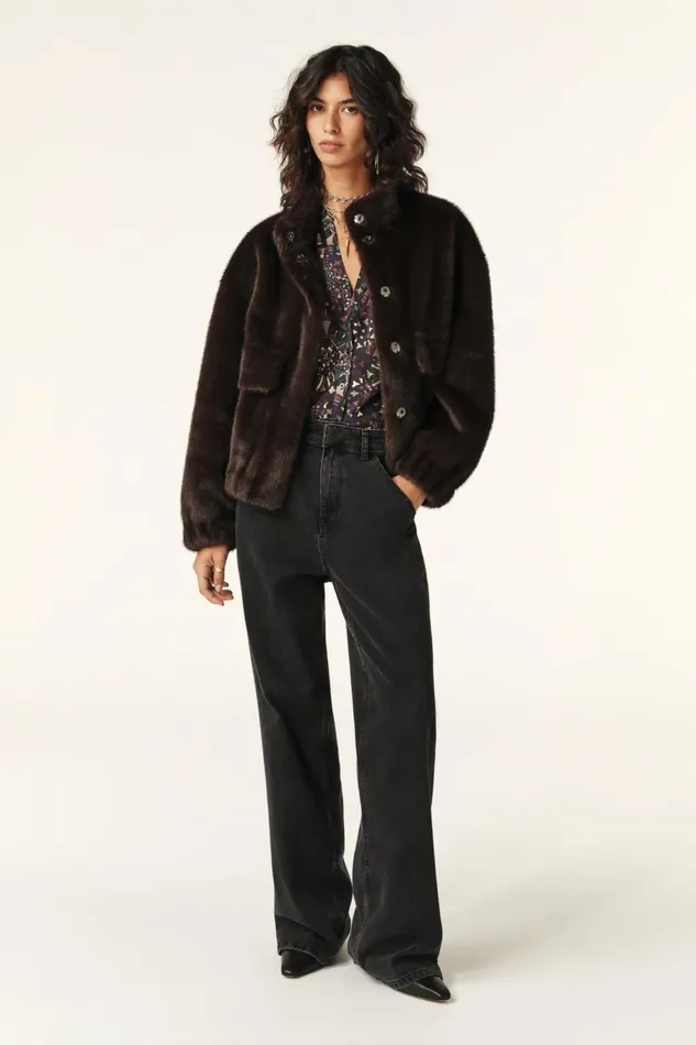 Short LooseFitting Jacket Paros Brown Women Baandsh Jackets and Coats