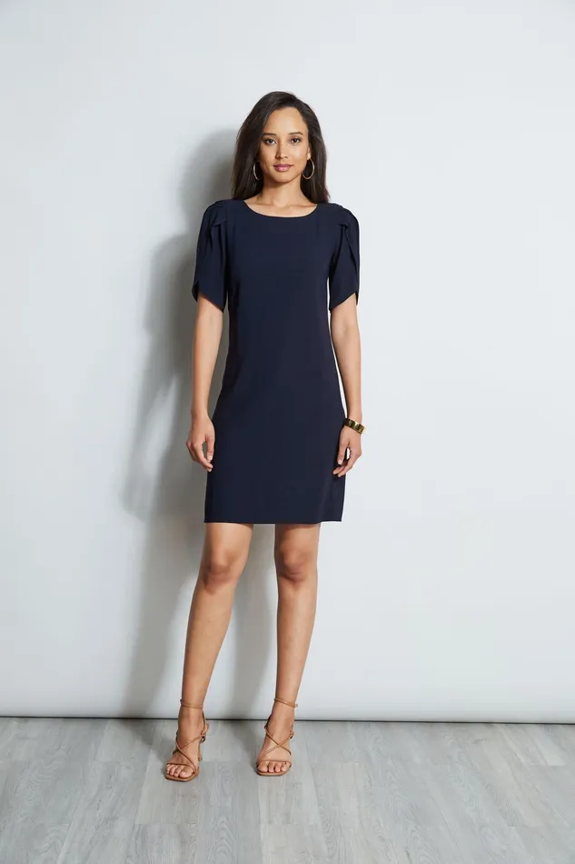 Short Sleeve Dresses Women Elie Tahari Slit Sleeve Crepe Dress STARGAZER
