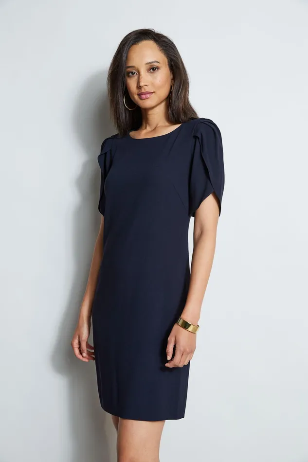 Short Sleeve Dresses Women Elie Tahari Slit Sleeve Crepe Dress STARGAZER