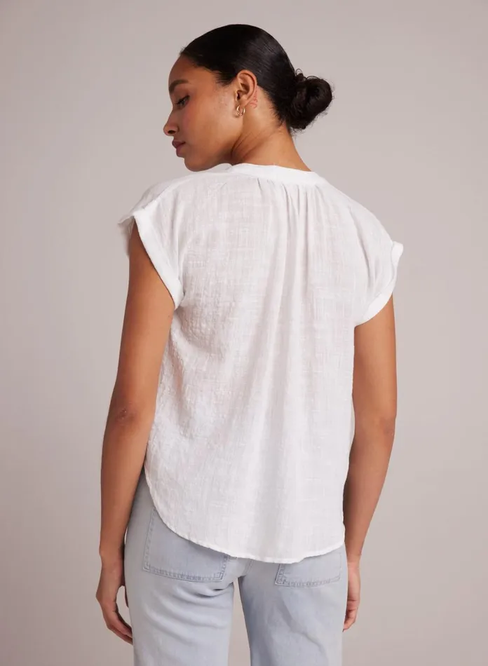 Short Sleeve Women Bella Dahl Half Placket Cap Sleeve Top 8211 White Short Sleeve Women Bella Dahl Half Placket Cap Sleeve Top 8211 White