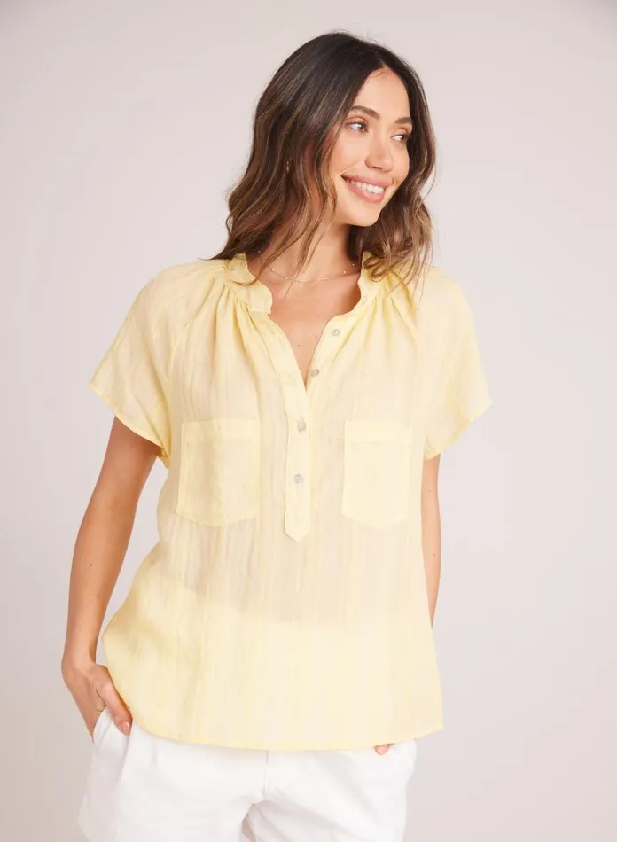 Short Sleeve Women Bella Dahl Short Sleeve Pocket Pullover 8211 Citron Yellow