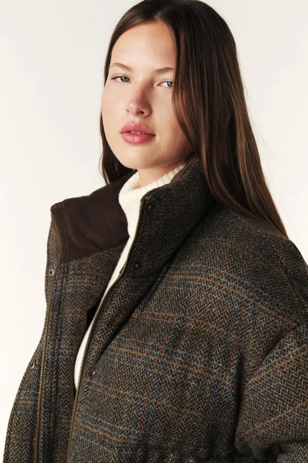 Short Tweed Coat Hidai Brown Women Baandsh Jackets and Coats