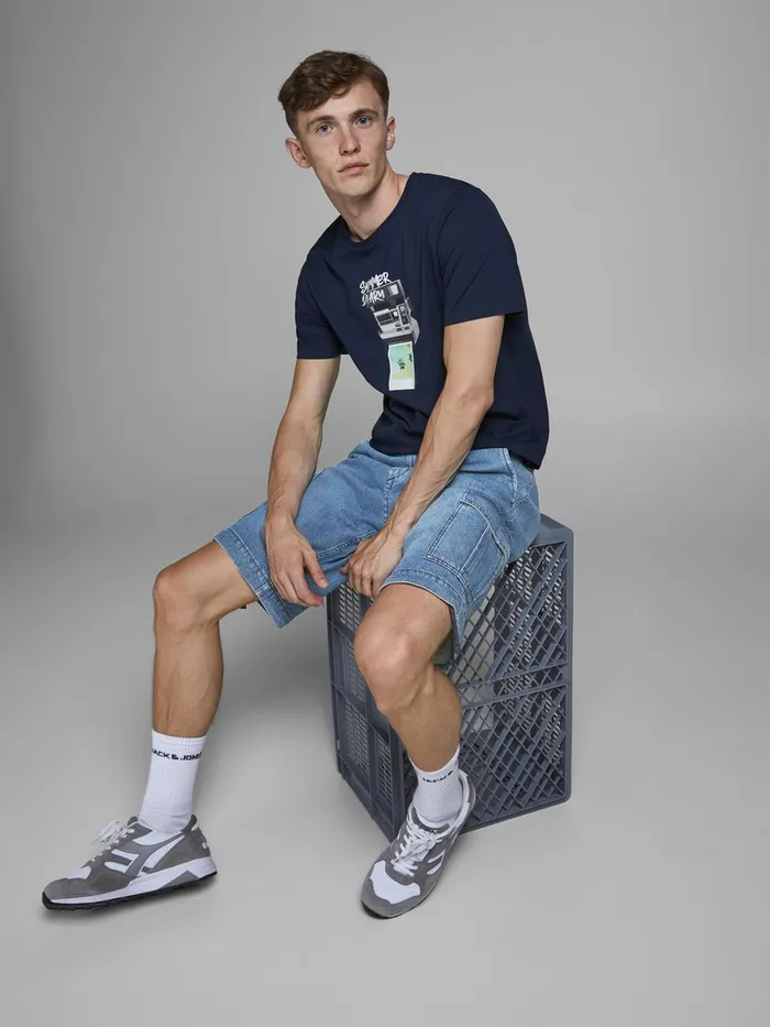 Shorts JACK and JONES Mens CARGO DENIM SHORTS Blue Blue Denim Near Me