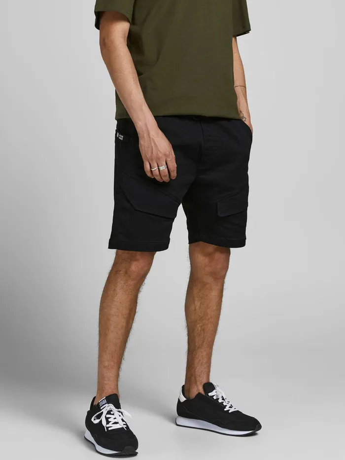 Shorts JACK and JONES Mens GUS JJ CARGO SHORTS Black Black Gift 4 You