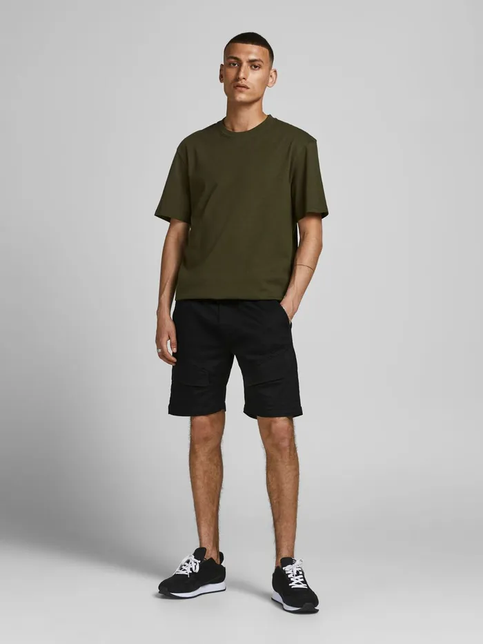Shorts JACK and JONES Mens GUS JJ CARGO SHORTS Black Black Gift 4 You