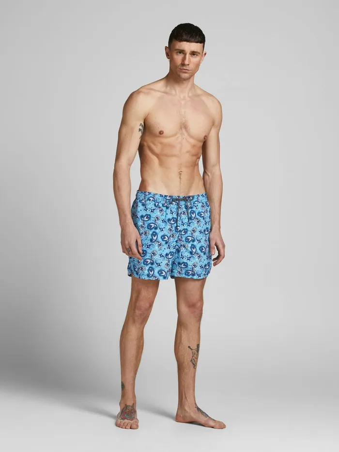 Shorts JACK and JONES Mens PAISLEY PRINT SWIM SHORTS Blue Palace Blue For Sale